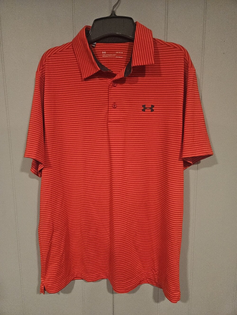 Under Armour HeatGear Mens Large Red Loose Fit Short Sleeve Polo Corporate Logos